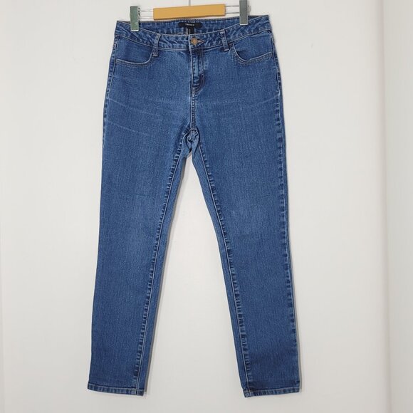 Forever 21 Women's Blue Denim Front Zip Regular Fit Pocket Skinny Jeans Size 28 - Picture 1 of 11